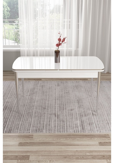 Canisa Tia Serisi 80x132 Açılabilir Mdf Mutfak Masası Takımı Beyaz Masa Krom Detay 4 Lacivert Sandalye Masa Beyaz Sandalye Lacivert Canisa Tia Serisi 80x132 Açılabilir Mdf Mutfak Masası Takımı Beyaz Masa Krom Detay 4 Lacivert Sandalye Masa Beyaz Sandalye Lacivert