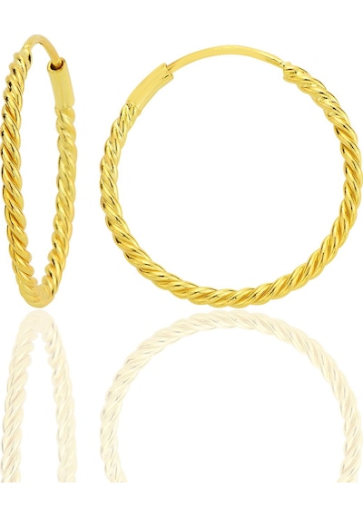 Gümüş Altın Yaldızlı 20 Mm Sık Burgu Halka Küpe Barcode Altın