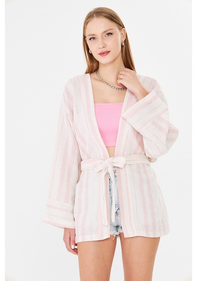 Armonika Kadın Pudra Kemerli Kimono Arm-25y001073