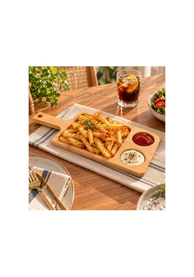 Bambu Sos Bölmeli Sunum Tahtası 33x16 Cm Patates Kızartması Ve Atıştırmalık Servis Bambu - 933607371 Bambu