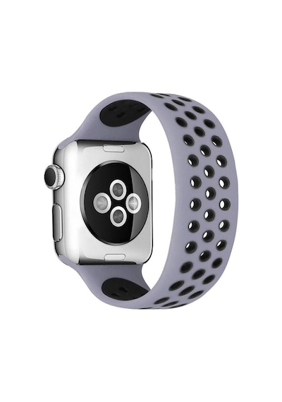 Newface Apple Watch 38mm Ayarlı Delikli Silikon Kordon - Gri-siyah Diğer