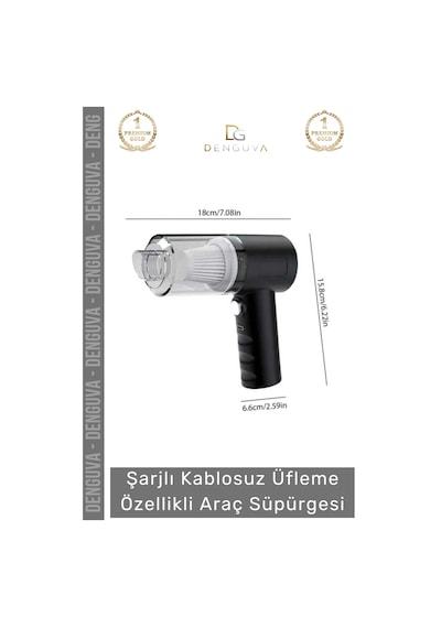 Araçsüpürgesi Güçlü Emiş Performanslı Usb Şarjlı Lityum Bataryalı Katlanabilir Akülü Araç Süpürgesi