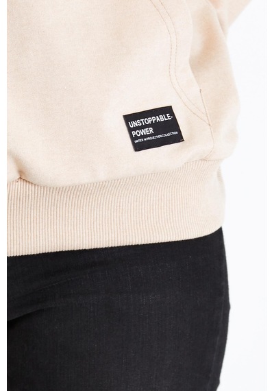 Comeor Kadın Bej Basic Kapüşonlu Regular Fit Rahat Sweatshirt 001