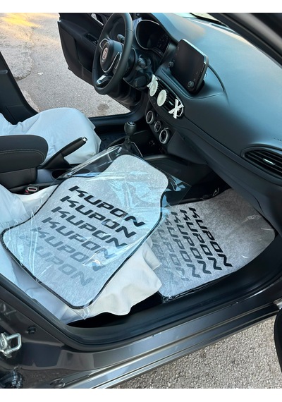 Kupon Beyaz Baskılı Halı Paspas Takımı
