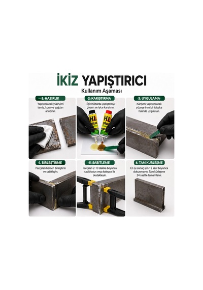İkiz Yapıştırıcı 32 Gr Güçlü Hızlı Kuruyan Çift Bileşenli Metal Plastik Ahşap Seramik Yapıştırıcı