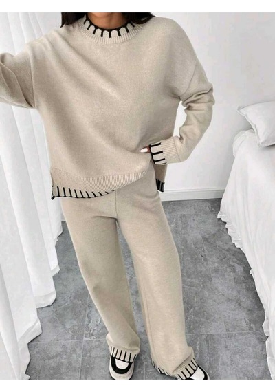 Sayzen Your Shine Yirtmaçli Kazak Pantolon Alt-üst Takim Sy-2510 Ekru