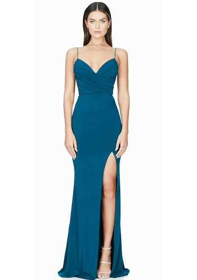 Hanife Glam Couture Hanife Glam Sandy Elbise Petrol