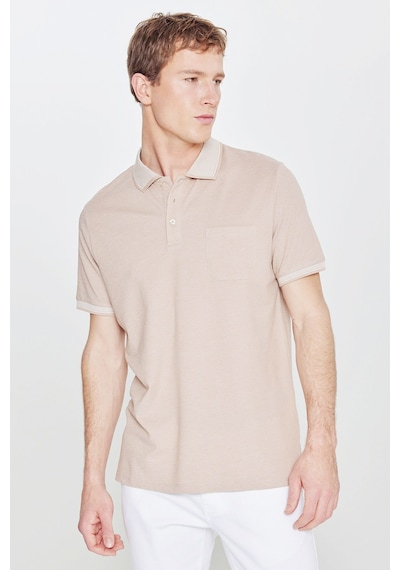 Ac&Co / Altınyıldız Classics Polo Yaka Cepli Regular Fit Bol Kesim Düz Tişört - 482518226 Bej