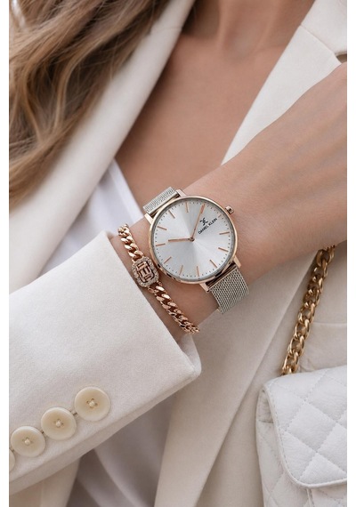 Daniel Klein 2 Yıl Garantili Hasır Çelik Kordon 3 Atm Suya Dayanıklı Kadın Kol Saati Hs12809.6 Rose Gold