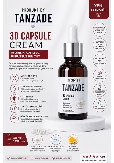 Produkt By Tanzade 3d Capsule Cream Aydınlatıcı Ve Nemlendirici Yüz Kremi 30 Ml