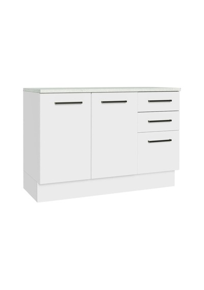 Yale Mutfak Alt Modül 3 Çekmeceli -2 Kapaklı-120 Cm -tezgah Dahil Beyaz