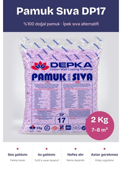 Depka Pamuk Sıva Dp17 2 Kg 7-8 M² İpek Sıva Alternatifi Isı Ve Ses Yalıtımlı Dekoratif Sıva