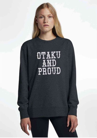 Otaku And Proud Baskılı Füme Antrasit Kadın Sweatshirt