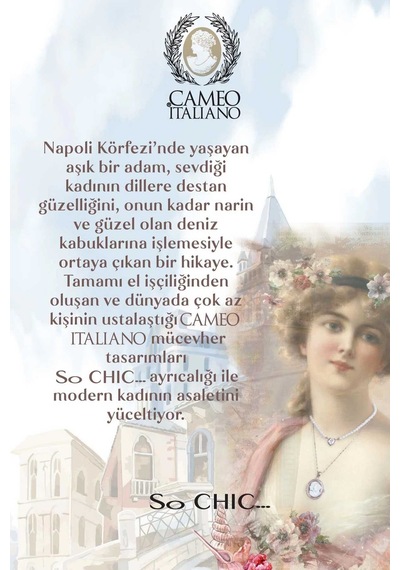 Cameo Italiano Deniz Kızı 18 Ayar Sarı Altın Kaplama Ayarlanabilir Gümüş Yüzük