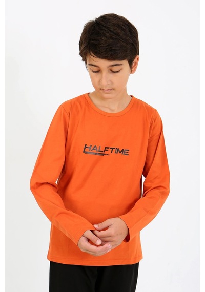 Akbeniz Erkek Çocuk Uzun Kol Penye Pijama Takım 20437 Turuncu