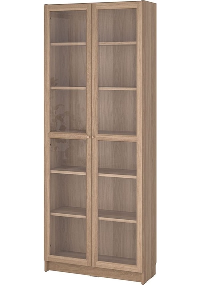 Cam Kapaklı Kitaplık, Meşe Görünümlü, 80x30x202 Cm Abanoz Cam Kapaklı Kitaplık, Meşe Görünümlü, 80x30x202 Cm Abanoz