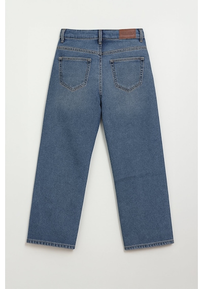 Kadın Yüksek Bel Wide Leg Mavi Jean Pantolon Mavi