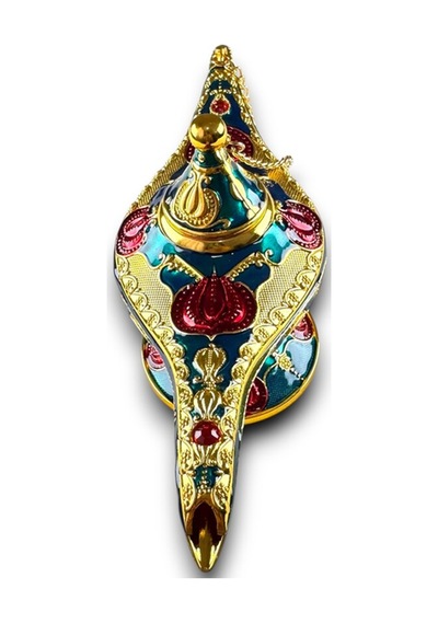Aladdin Sihirli Lambası Mineli Renkli İşlemeli Dekoratif Biblo Alaattin Metal Çelik 22x11 CM 728357812