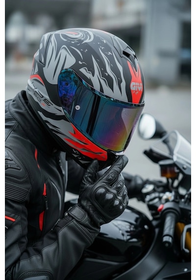 Gıvı 50.x Sharkbıte Mat  1 Renkli 1 Şeffaf Vizörlü Motosiklet Kask İridyum Vizör + Şeffaf