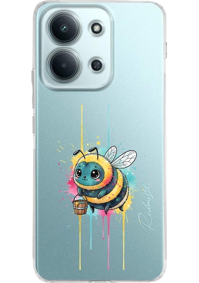 Xiaomi Redmi 15c 4g İle Uyumlu Splash Arı Tasarımlı Şeffaf Silikon Kılıf Şeffaf