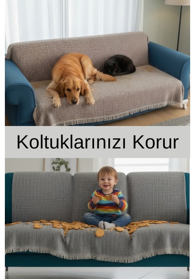 Pamuklu Koltuk Örtüsü 170x210 Cm Tekli&üçlü Koltuk,çekyat Ve Berjer İçin Krem