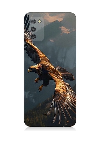 Samsung Galaxy A02s Uyumlu Uçan Kara Kartal Desenli Silikon Kılıf