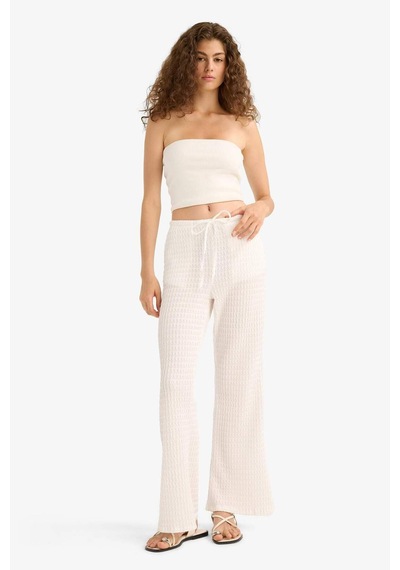 Defacto Wide Leg Cepli Normal Bel Standart Boy Bürümcük Pantolon F7659ax25auwt32 Beyaz