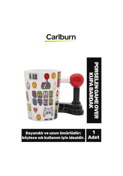 Özel Tasarım Dekoratif Şık Hediyelik Sevgili Arkadaş Porselen Game Over Kupa Bardak 11 14 Cm Çok Renkli