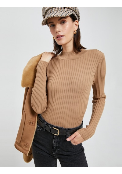 Koton Yarım Balıkçı Yaka Kazak Slim Fit Triko Deve Tüyü 4wak90038ht 4WAK90038HT100 Taba