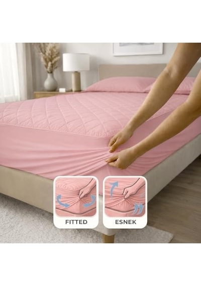 Pudra Kapitone Sıvı Geçirmez Yatak Koruyucu Fitted Alez Çarşaf%100 Pamuk 160x200 Diğer