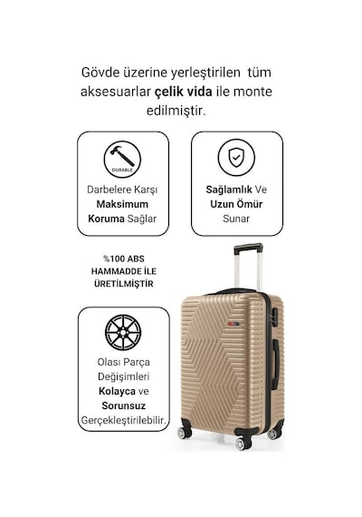 G&d Polo Suitcase Abs Kabin Ve Orta Boy Gold 2'li Valiz Seti 600.06-set-ok Altın