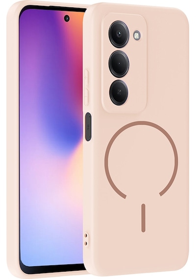 Xiaomi Redmi 15 Kılıf M-safe Şarj Özellikli Zore Meta Kapak Rose Pembe