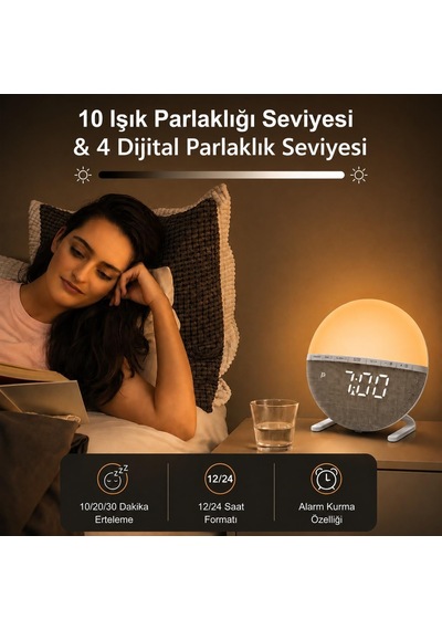 Adornist Gün Doğumu Simülasyonlu Alarmlı Saat Uyandırma Lambası Ve Gece Lambası, 10 Işık Seviyesi, Tek Sesli Alarm, Tek Tuşla Erteleme, 12/24 Saat, Kablolu, Yatak Ve Çocuk Odası Beyaz - Gri Adornist Gün Doğumu Simülasyonlu Alarmlı Saat Uyandırma Lambası Ve Gece Lambası, 10 Işık Seviyesi, Tek Sesli Alarm, Tek Tuşla Erteleme, 12/24 Saat, Kablolu, Yatak Ve Çocuk Odası Beyaz - Gri