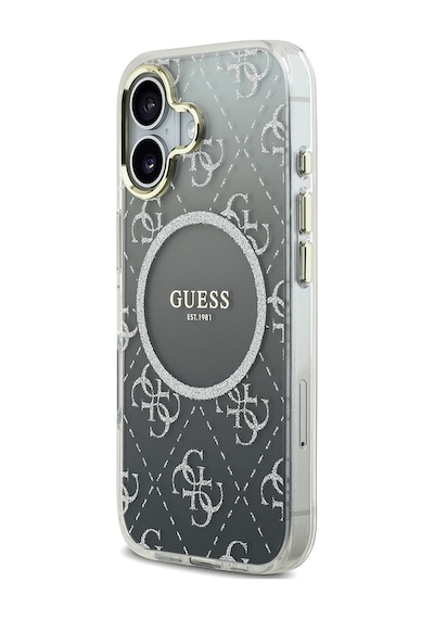 Apple Uyumlu iPhone 17 Kılıf Guess Lisanslı M-safe Özellikli 4g Desenli Simli Silikon Kapak Gri Gri