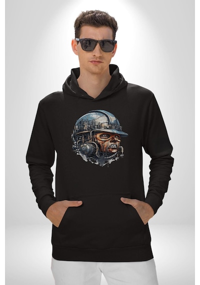 Kafamın İçindeki Lağım Kadın Erkek Siyah Kapüşonlu Sweatshirt Hoodie Siyah