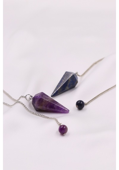 Doğal Taş Lapis Lazuli Taşı-ametist Taşı Pandül Sarkaç 2'li Set Çok Renkli