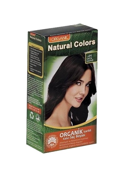 Organic Natural Colors Bitkisel Kalıcı Saç Boyası 4N Orta Kahve
