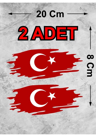 Türk Bayragı Sticker - Ay Yıldız Sticker -yırtıklı Paçalı Türk Bayrağı Türk Bayrak Sticker - 00362 20x8 Cm