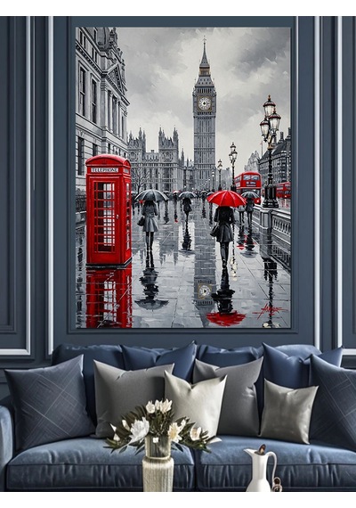 Ahşap Tablo Londra Telefon Kulübesi Manzara