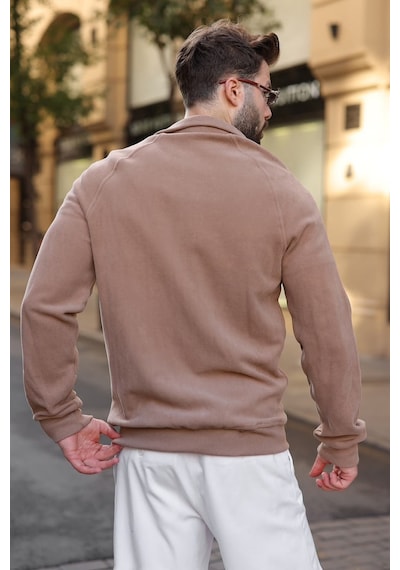 Madmext Vizon Fermuarlı Dik Yaka Basic Erkek Hırka E7199
