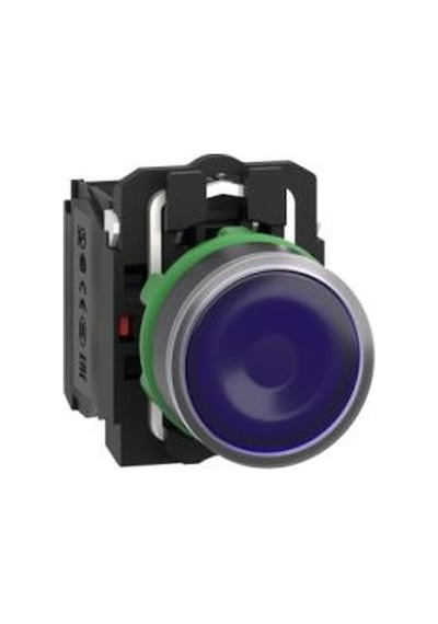 Schneider Electric XB5AW36M5 Ø22 Yaylı Dönüş 1NA+1NK 220-240V Sıva Altı Eksiksiz Işıklı Buton Mavi