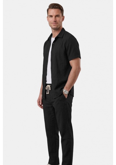 Deep Sea Deepsea Siyah Slim Fit Çizgi Dokulu Keten Görünümlü Kısa Kol Erkek Spor Gömlek 2602648 Deep Sea Deepsea Siyah Slim Fit Çizgi Dokulu Keten Görünümlü Kısa Kol Erkek Spor Gömlek 2602648