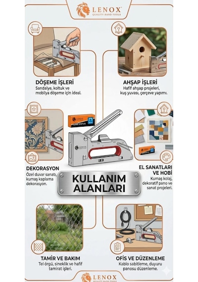 Mekanik Zımba Tabancası Seti 13/4-8 Mm Zımba Teli Uyumlu