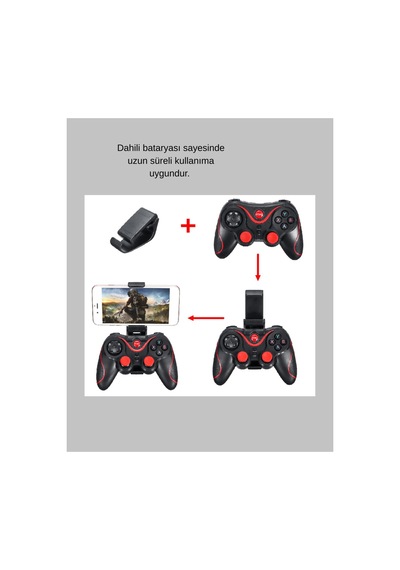Çift Analog Joystick Ve 14 Tuşlu Bluetooth Oyun Kumandası Çok renkli