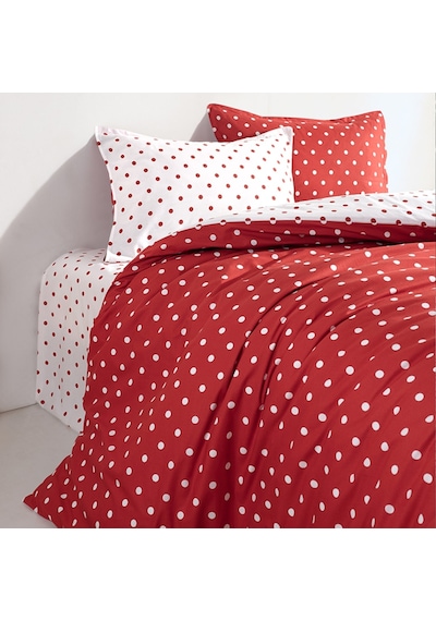 Coté Blanc Dots Kırmızı %100 Pamuk Battal Boy Nevresim Takımı