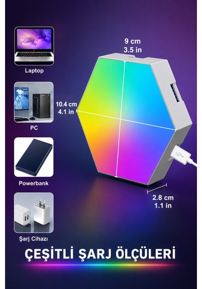 Hexagonel Oda Işığı Birleştirilebilir Rgb-ıc Telefon Ve Kumanda Kontrollü 8 Li