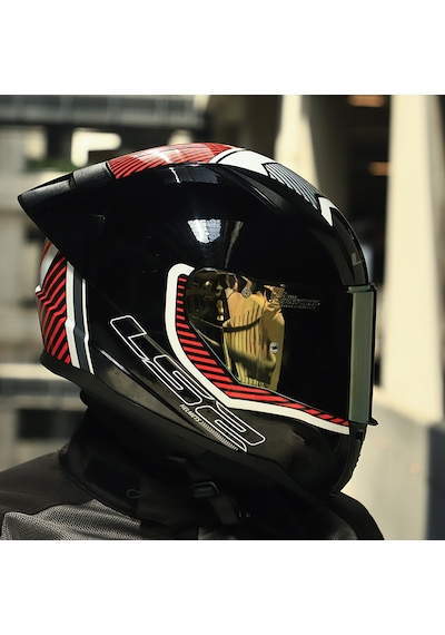 Sarı Cam + Ls2 Rapid 2 Race Extra Kask Beyaz - Kırmızı