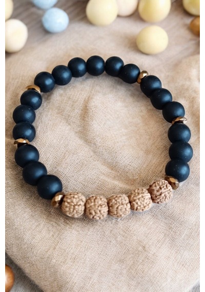 Rudraksha Bileklik Mat Oniks Taşı Bileklik Orijinal Gerçek Doğal Taş Erkek Bileklik Kadın Bileklik Rudraksha Bileklik Rudraksha Bileklik