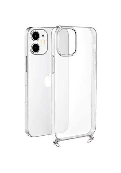 Hippi Apple Uyumlu iPhone 15 Şeffaf Askılı Telefon Kılıfı Beyaz - Şeffaf