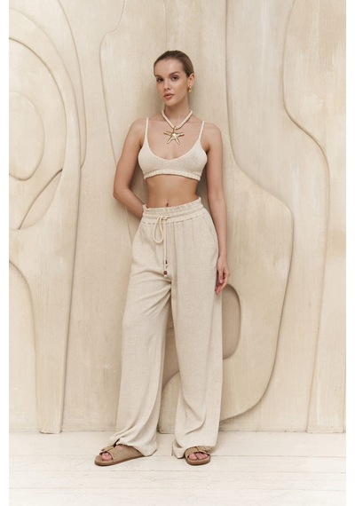 Mai Collection Mai Studios Co. Rowena İp Detay Bej Pantolon Bej